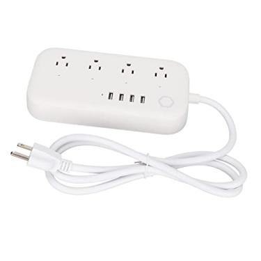 Imagem de Power Strip inteligente, à prova de fogo ABS Smart Plug Power Strip 4 portas USB 4 tomadas AC Carregamento rápido para hotel para escritório para casa