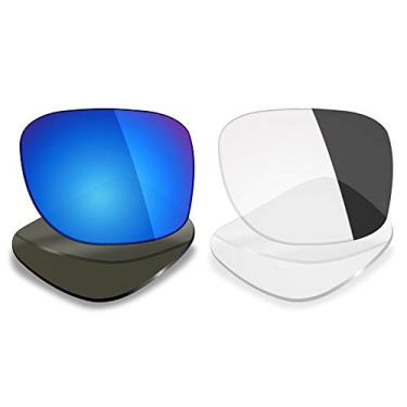 Imagem de Mryok 2 pares de lentes polarizadas de substituição para óculos de sol Oakley Holbrook OO9102 - Opções, Azul gelo e cinza eclipse fotocrômico, One Size
