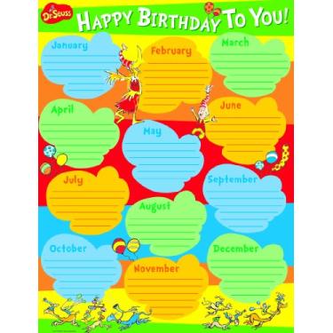 Imagem de Eureka Dr. Seuss Birthday Chart Poster for Kids, 17'' W x 22'' H, Model:837465