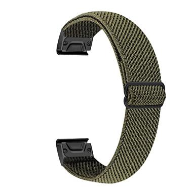 Imagem de Pulseiras elásticas de nylon ajustáveis compatíveis com Garmin Fenix 5/Fenix 5plus/Fenix 6/Fenix 6pro/Forerunner 935, 22 mm de largura respirável pulseira de substituição para Forerunner 945/Approach s60 (verde-militar)