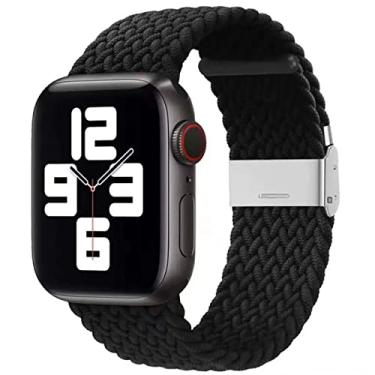 Imagem de HEYOZURY Pulseira trançada compatível com Apple Watch série 7/6/5/SE/4/3/2/1 de 44 mm, 40 mm, 42 mm, 45 mm, 38 mm, 38/40mm, Âmbar