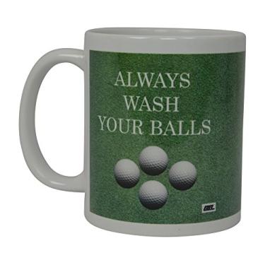 Imagem de Caneca de café de golfe divertida Best Always Wash Your Balls Novelty Cup Piada Ótima ideia de presente para trabalho de escritório funcionários de humor adulto chefe golfistas