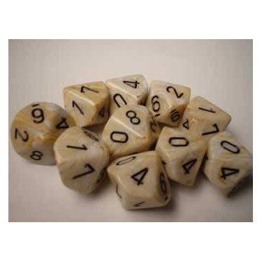 Imagem de Chessex Dice Conjuntos: Mármore Marfim com Preto - Conjunto D10 de matriz de dez lados (10)