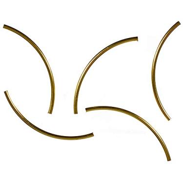 Imagem de Contas de tubo curvo de 64 mm – Miçanga espaçadora de tubo redondo – 50 x 2 mm – Joias e artesanato (latão, pacote com 5)