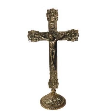 Imagem de Crucifixo Mesa Altar Em Bronze Igreja Religioso Artesanato - Arboi