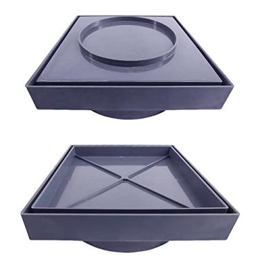 Imagem de Ralo 15x15 Oculto Invisível Seca Piso Porcelanato Inteligente Quadrado Banheiro Sacada Lavanderia Cozinha Lavabo Quintal Garagem (Cinza)