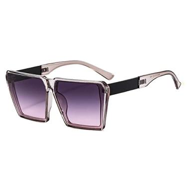 Imagem de Óculos de sol quadrados grandes para mulheres retrô óculos de sol coloridos para mulheres tons UV400 óculos unissex, C7 cinza, cinza rosa, tamanho único