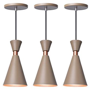 Imagem de Kit 3 Luminária Pendente Mini Pequim 24Cm Balcão Bancada Cor:Fendi 24 Cm