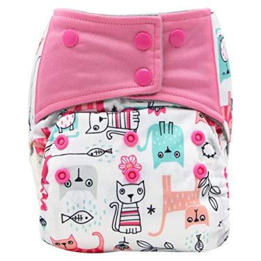 Imagem de AIO — Fralda de pano lavável reutilizável lavável com inserção de carvão de bambu durante a noite (A34)