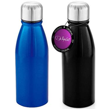 Imagem de Kit 2x Squeeze Alumínio 500 ml Wave TopGet Azul e Preto