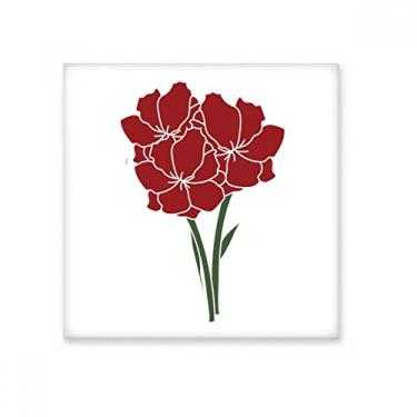Imagem de Adesivo brilhante de azulejo de cerâmica com flor de cravos, folhas de planta