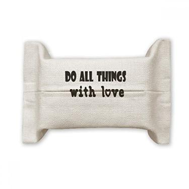Imagem de English Word Design Things with Love Capa de papel para lenços faciais Bolsa de linho de algodão