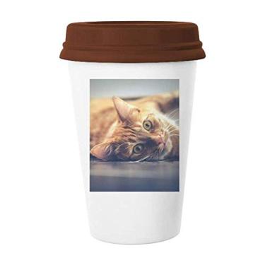 Imagem de Caneca de foto de gato amarelo animal caneca copo de cerâmica copo copo copo de café
