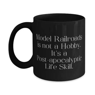 Imagem de Presente de ferrovias modelo sarcástico, ferrovias não é um hobby. É um pós-apocalíptico, caneca perfeita de 325 ml presente para homens e mulheres