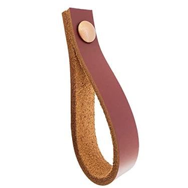 Imagem de Puxador Dofi Parafuso - Couro Legítimo Mogno - Parafuso Cobre