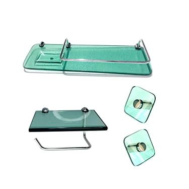 Imagem de Kit Banheiro Em Vidro Solteiro com 4 peças Modelo 1 Cor:Verde