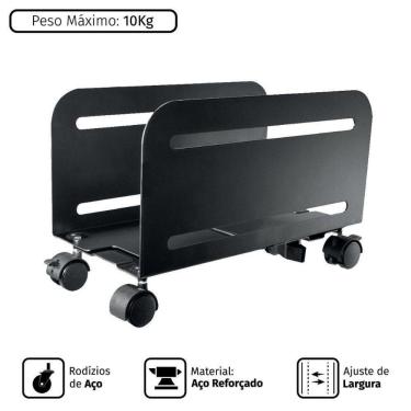 Imagem de Suporte Para Cpu Ajustável Com Rodízio - Modelo Plmsc02
