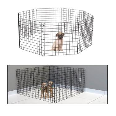 Imagem de Cercado Móvel Cachorro Pequeno Porte Gato Cercadinho Articulado Pet 8 Telas 60cm Altura Preto