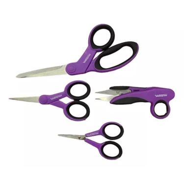 Imagem de Kit 4 Tesouras Precisão Emborrachada Costura Linha Multiuso