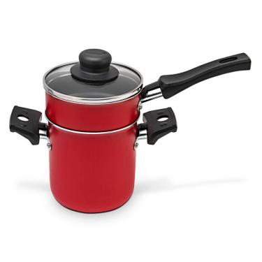 Imagem de Mini Cuscuzeira Multiflon em Alumínio com Cabo TPA Versátil - Vermelha