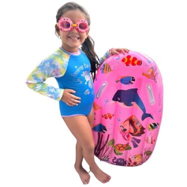 Imagem de Prancha inflável infantil + Óculos de natação. Boia infantil, praia, piscina. (Azul)