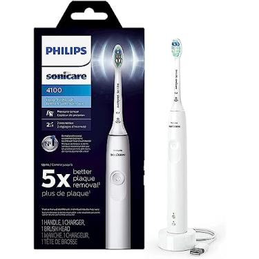 Imagem de Philips Sonicare Escova de dentes elétrica recarregável ProtectiveClean 4100, branca, HX6817/01, Branco