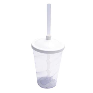 Imagem de 10 Copos Twister Com Tampa e Canudo Cristal Colorido 400ml Cor:Branco