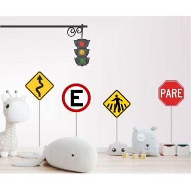 Imagem de Adesivo de Parede Placas de Trânsito + Semáforo 35cm