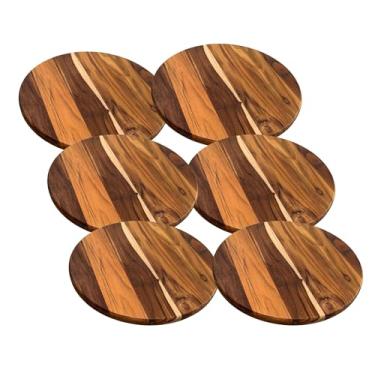 Imagem de Kit 6 Tábuas 45cm De Madeira Teca Para Cortar E Servir Pizza