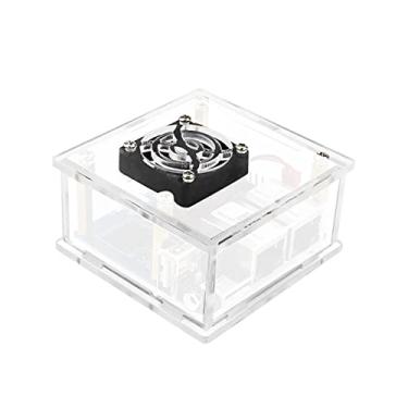 Imagem de Capa de acrílico para Orange Pi R1 Plus LTS, caixa protetora de acrílico com ventilador de resfriamento para Orange Pi R1 Plus LTS