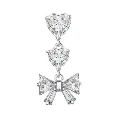 Imagem de Anel de umbigo com laço de aço cirúrgico reverso CZ barra invertida piercing de barriga joia retentor corporal 14G (1,6 mm) 10 mm, Metal, Zircônia cúbica