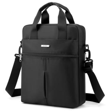 Imagem de natyrlpog Bolsa de ombro masculina de nylon para laptop de 14 polegadas, bolsa mensageiro, impermeável, casual, preta, grande transversal para trabalho, viagens ao ar livre