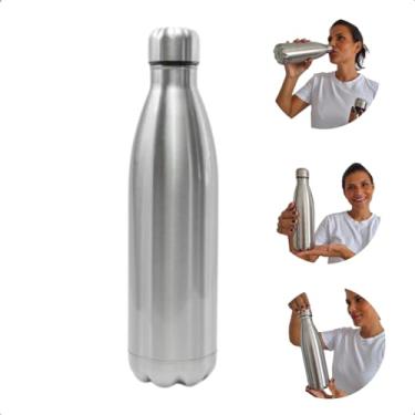 Imagem de Garrafa Térmica Portátil Inox Parede Dupla Prata 500ml Frio 24h Quente 12h