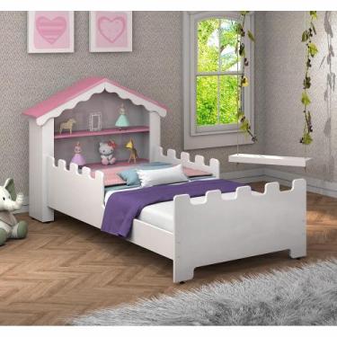 Imagem de Mini Cama Castelo Encantado Branca Rosa - Mais De Casa