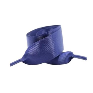 Imagem de Width Silk Satin Shoelaces Ribbon Shoe Laces Boots Women Sneakers ShoeLace (Color : Navy blue, Size : 100cm)