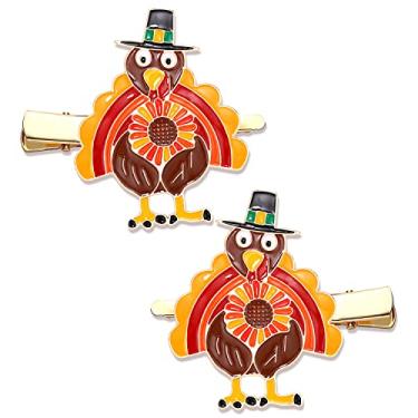 Imagem de Grampos de cabelo de ação de graças de outono para mulheres, esmaltado, strass, folha de bordo, peru, abóbora, jacaré, clipes de cabelo, outono, reuniões, acessórios de cabelo, presentes