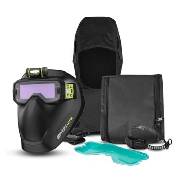 Imagem de Shine SPOTLITE Kit de óculos de solda de escurecimento automático de cor verdadeira, máscara de proteção facial completa para Tig, Mig, corte de plasma, capa à prova de fogo de pescoço e ombro
