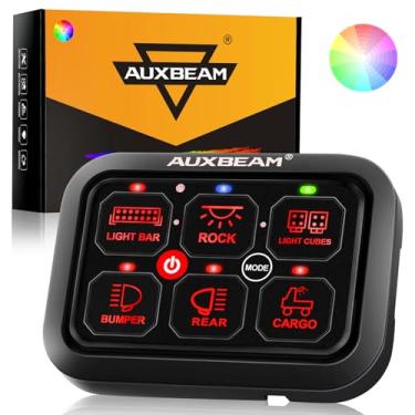 Imagem de Auxbeam Painel de interruptor de 6 grupos RA60, painel de interruptor regulável RGB pulsado momentâneo, multifuncional, relé de estado sólido, à prova d'água