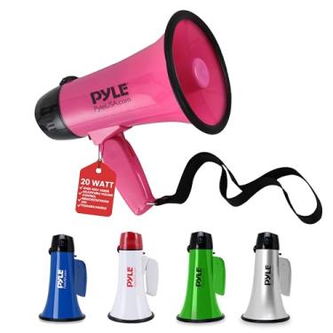 Imagem de PYLE - Alto-falante megafone portátil PRO Bullhorn – Compacto e operado por bateria com potência de 20 watts, microfone, 2 modos, som PA e alça dobrável para líderes de torcida e uso policial PMP24PK