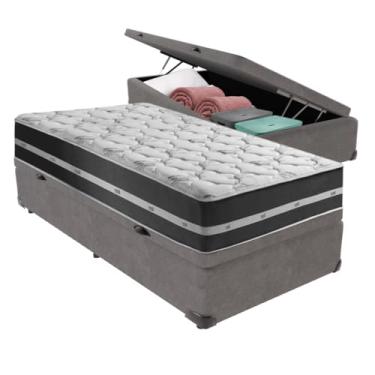 Imagem de Anjos, Cama Box Solteiro Preto com Base Baú Cinza Classic Anjos