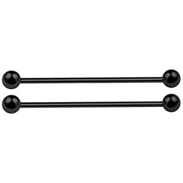 Imagem de MATIGA 2 peças de andaimes de calibre 14 preto anodizado industrial piercing barra piercing cartilagem brinco bola 5 mm mais opções, NA, Na