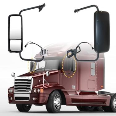 Imagem de Espelho de porta serve para espelho lateral de caminhão Freightliner Century 2007 com aquecimento elétrico (pintura (preto), direita)