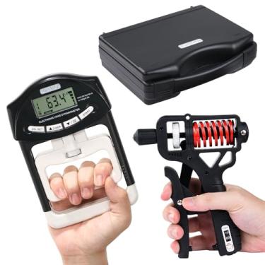 Imagem de Testador de força de aderência e dinamômetro com capa, fortalecedor de mão, fortalecedor de antebraço, exercitadores de mão ajustáveis premium para esportes, escola e uso doméstico