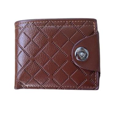 Imagem de Carteira Masculina De Couro Elegante e Estilosa Com porta Moedas Porta Cartões Bolso interno com zíper Ideal para Trabalho Viagens Dia a Dia (Cafe)