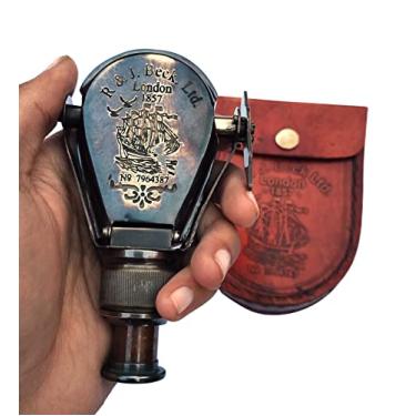 Imagem de SIFAAT World Antique Nautical Brass R & J Beck Ltd. Monóculo London-1857 com capa protetora de couro (Réplica)
