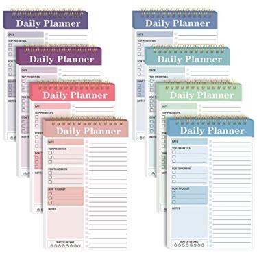Imagem de Pacote com 8 blocos de anotações planejador diário semanal bloco de notas espiral lista de tarefas caderno para fazer planejador gerenciamento de tempo diário lista de tarefas para plano de tarefas lista de verificação adultos crianças trabalho escritório (cor fofa)