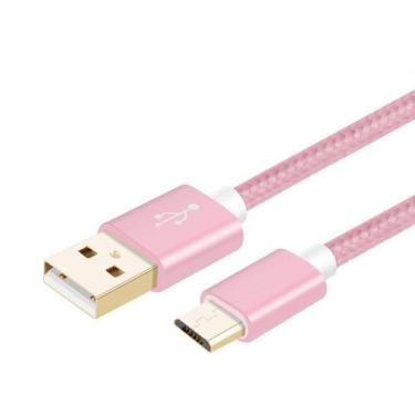 Imagem de Cabo USB Micro USB A para Micro B Premium 3m 3 Metros Rosa - Bolaazul