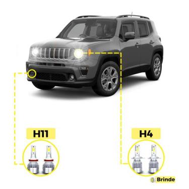 Imagem de Kit Ultra Led Jeep Renegade 2017/2021 20000 Lúmens 6500k - Fx Automoti
