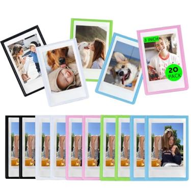 Imagem de WOGOZAN Pacote com 20 mini porta-retratos magnéticos para câmera Fujifilm Instax Mini 12/11/99/41/SE/7+/EVO filmes de 5,5 x 8,6 cm, molduras magnéticas 5x3 para geladeira com capa transparente
