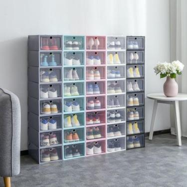 Imagem de Kit 10 Sneaker Box Organizador De Sapatos E Objetos - KIT 10 PRETAS